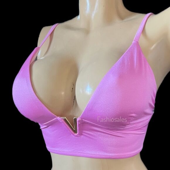 Victorias Secret Swim V-Hardware Padded Bikini Top & Cheeky bottoms Set Berry Ge - Picture 3 of 6